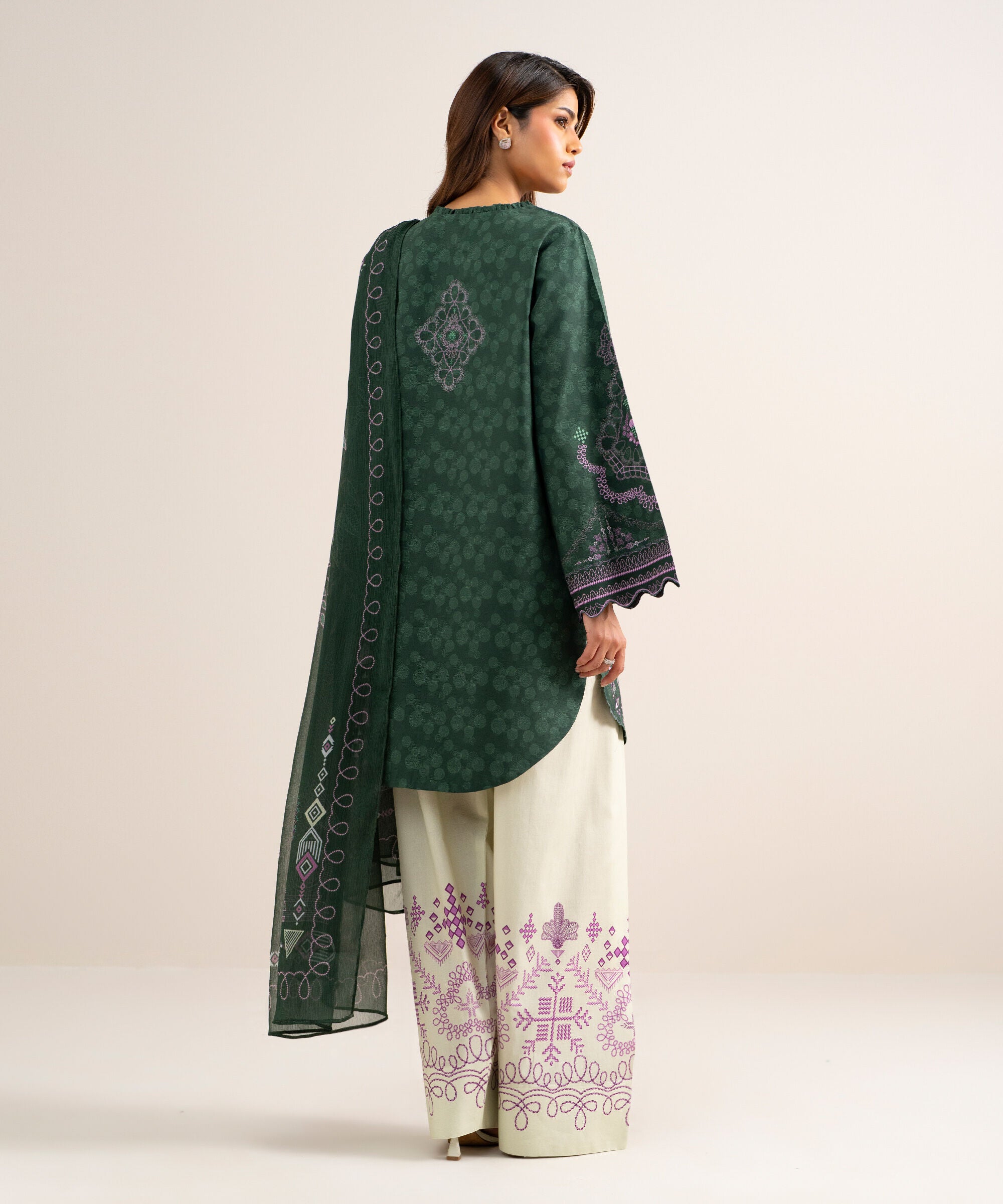 3 Piece - Printed Cotton Suit 3PDYS26V7106