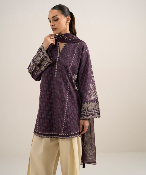 3 Piece - Printed Cotton Suit