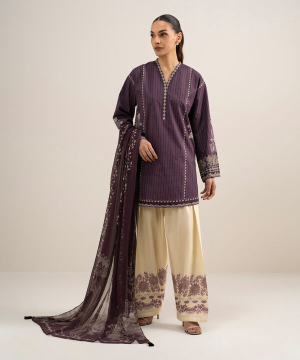 3 Piece - Printed Cotton Suit