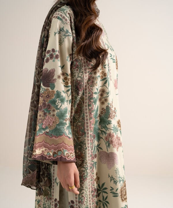 3 Piece - Printed Cotton Suit