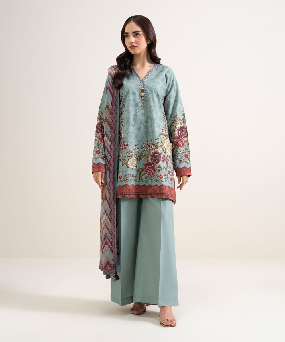3 Piece - Printed Cotton Suit 3PDYS26V7109