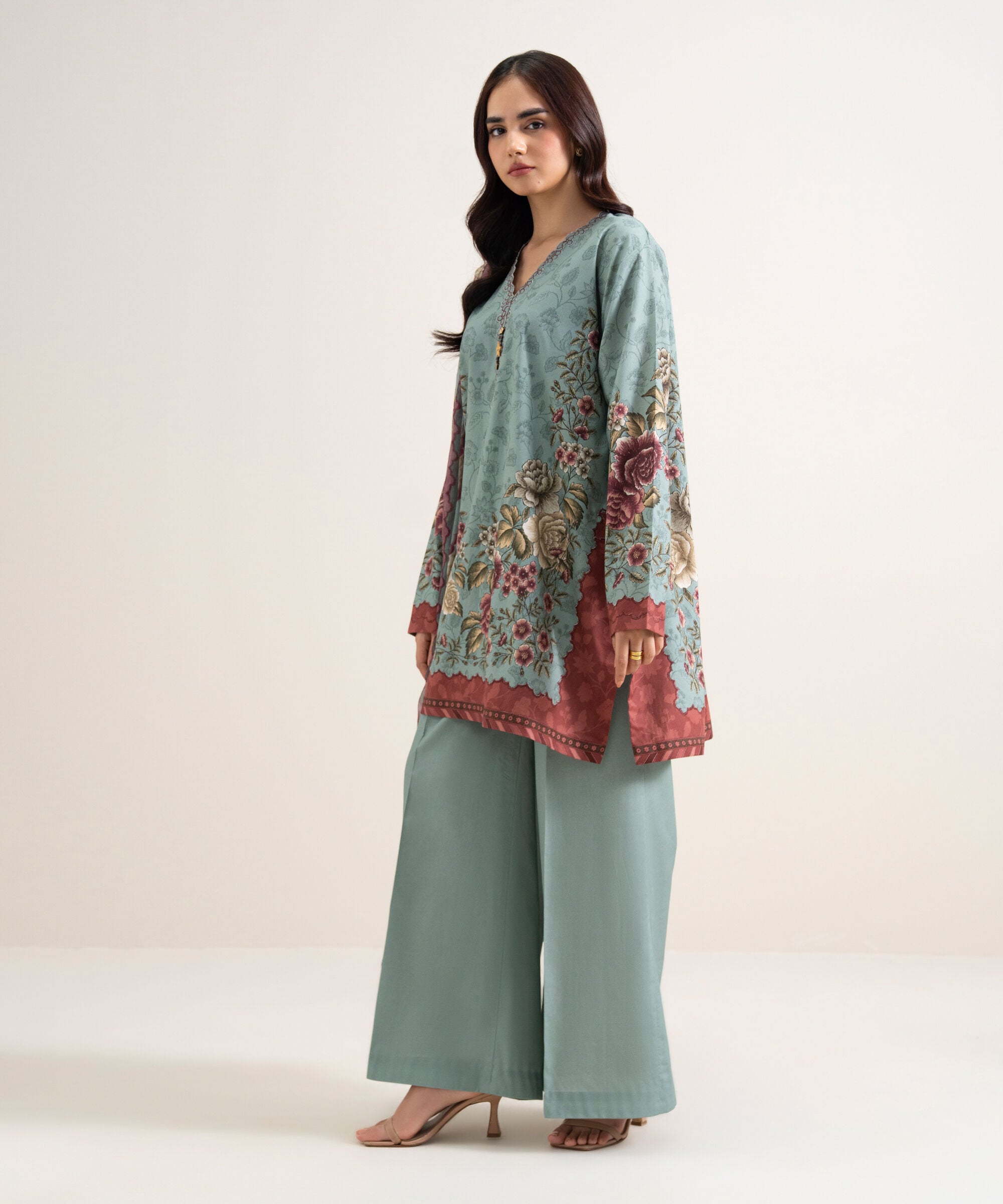 3 Piece - Printed Cotton Suit 3PDYS26V7109