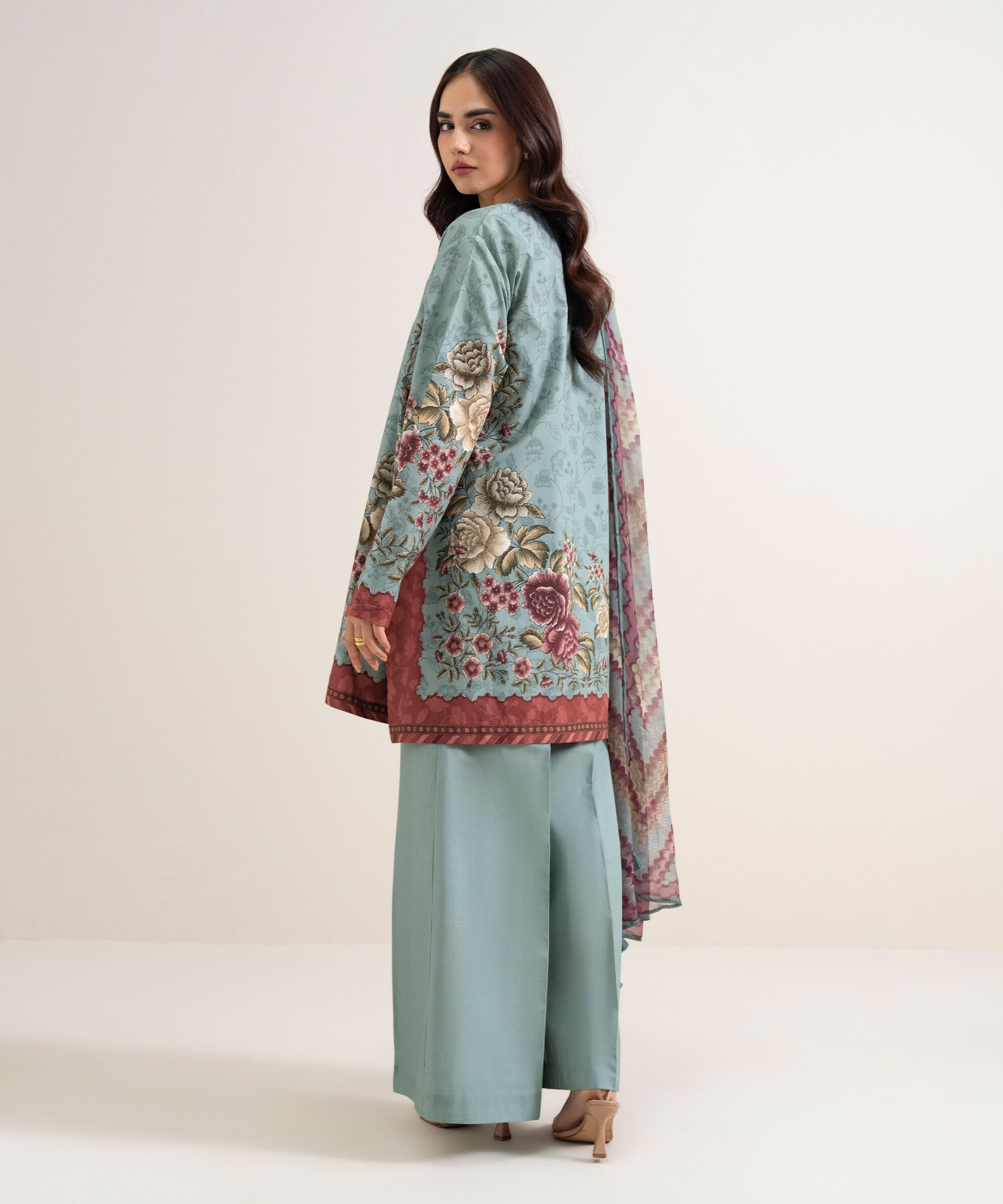 3 Piece - Printed Cotton Suit 3PDYS26V7109