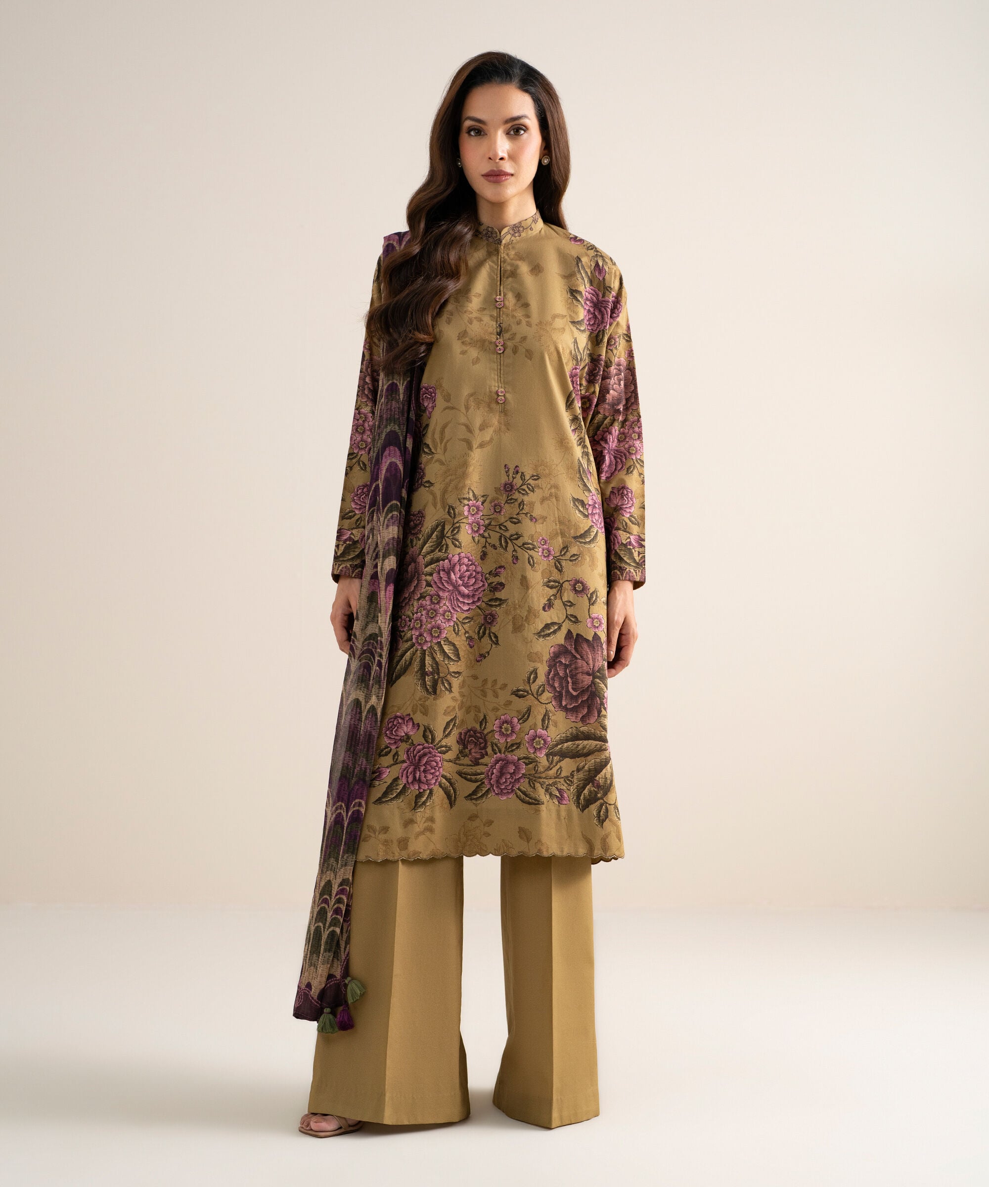 3 Piece - Printed Cotton Suit 3PDYS26V7110