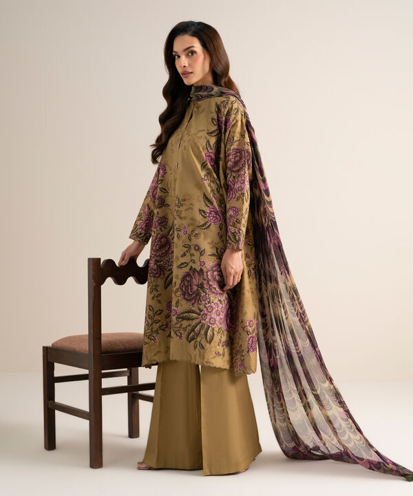 3 Piece - Printed Cotton Suit