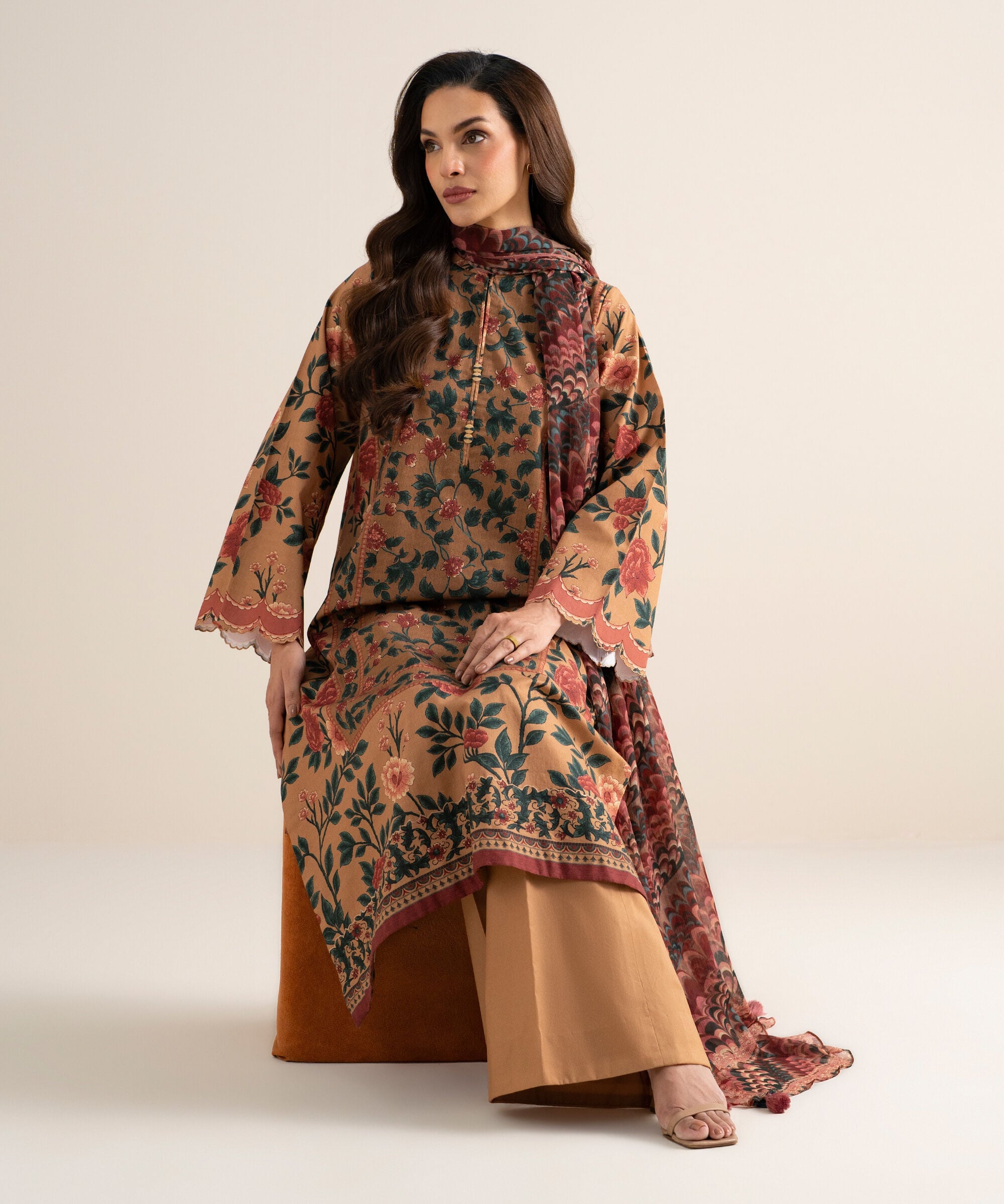 3 Piece - Printed Cotton Suit 3PDYS26V7111