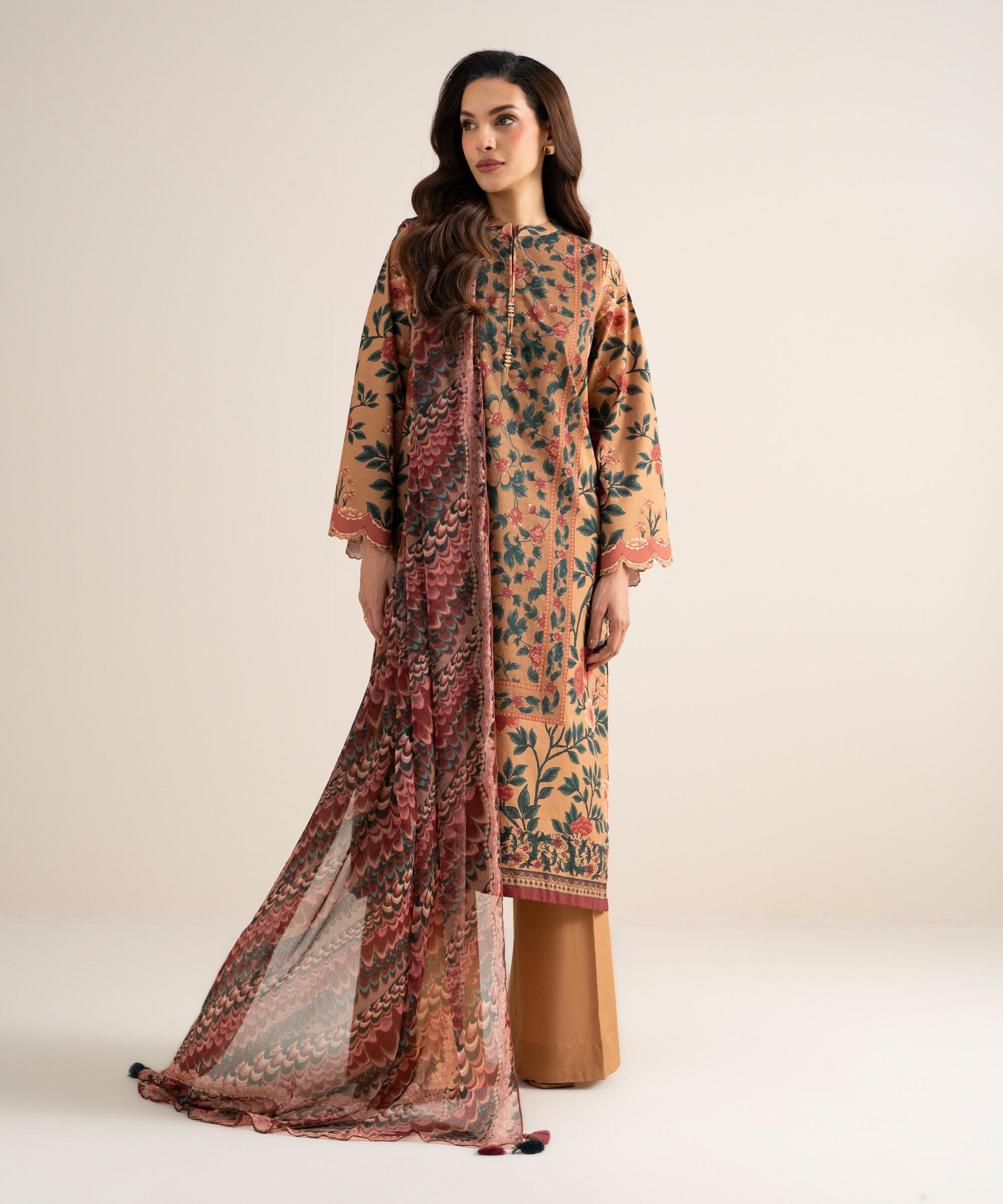 3 Piece - Printed Cotton Suit 3PDYS26V7111