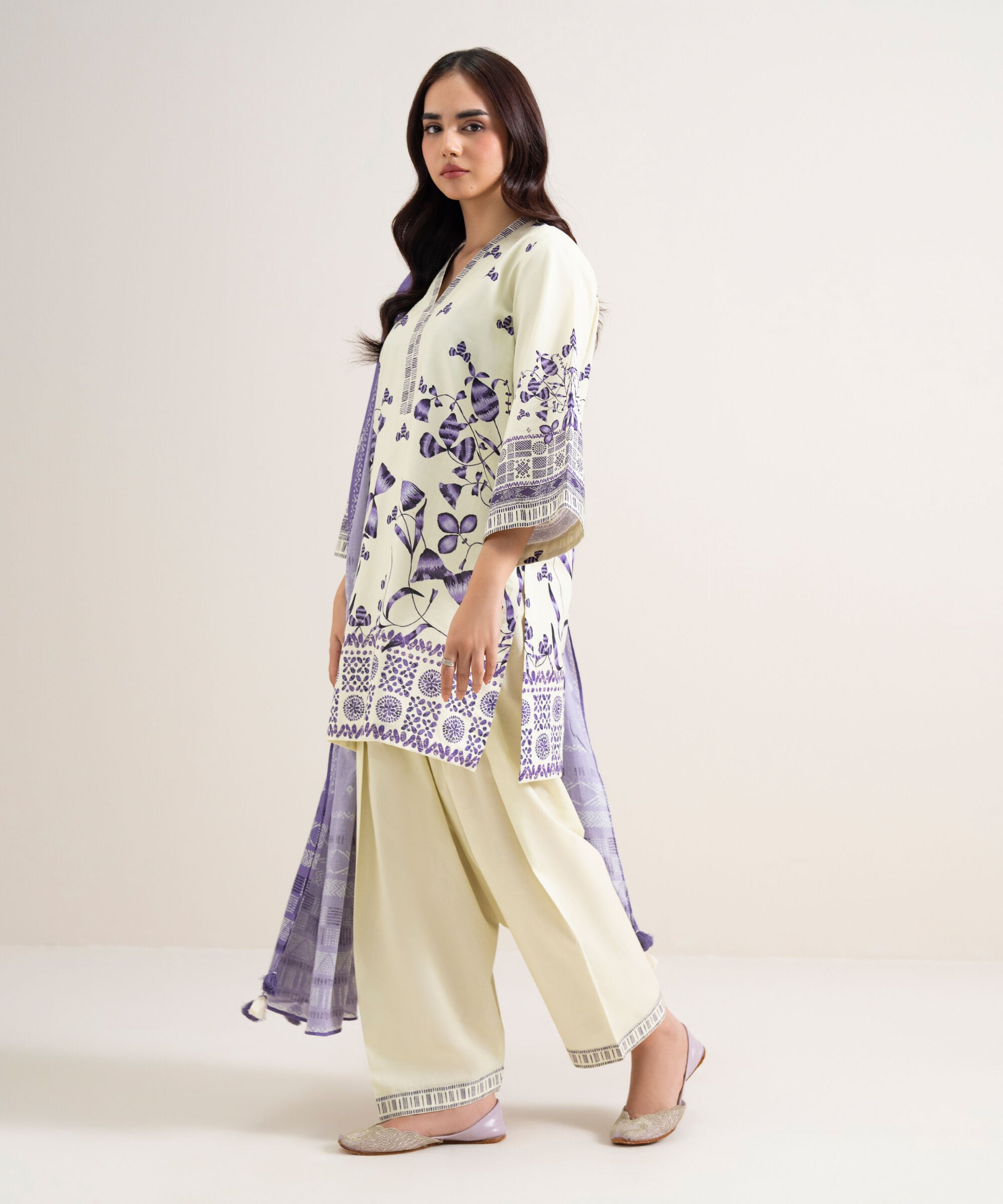 3 Piece - Printed Cotton Suit 3PDYS26V7112