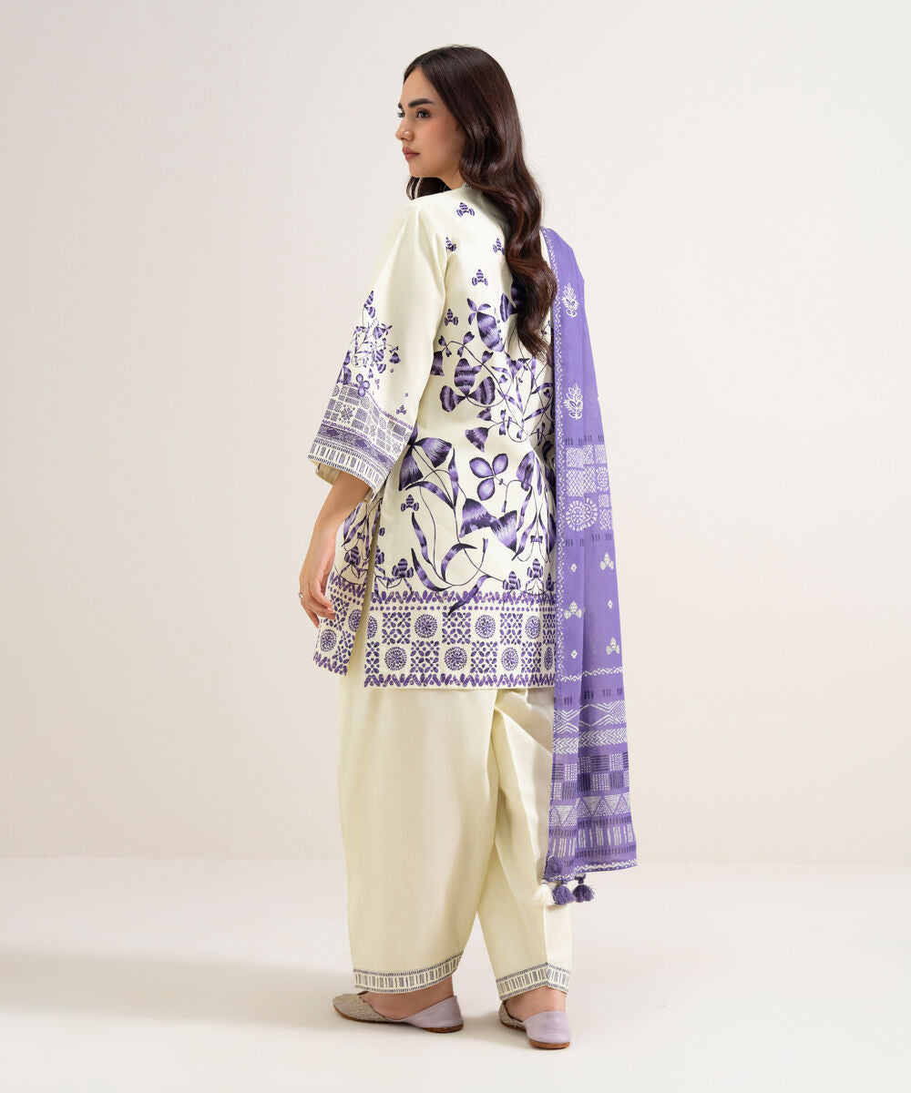 3 Piece - Printed Cotton Suit 3PDYS26V7112
