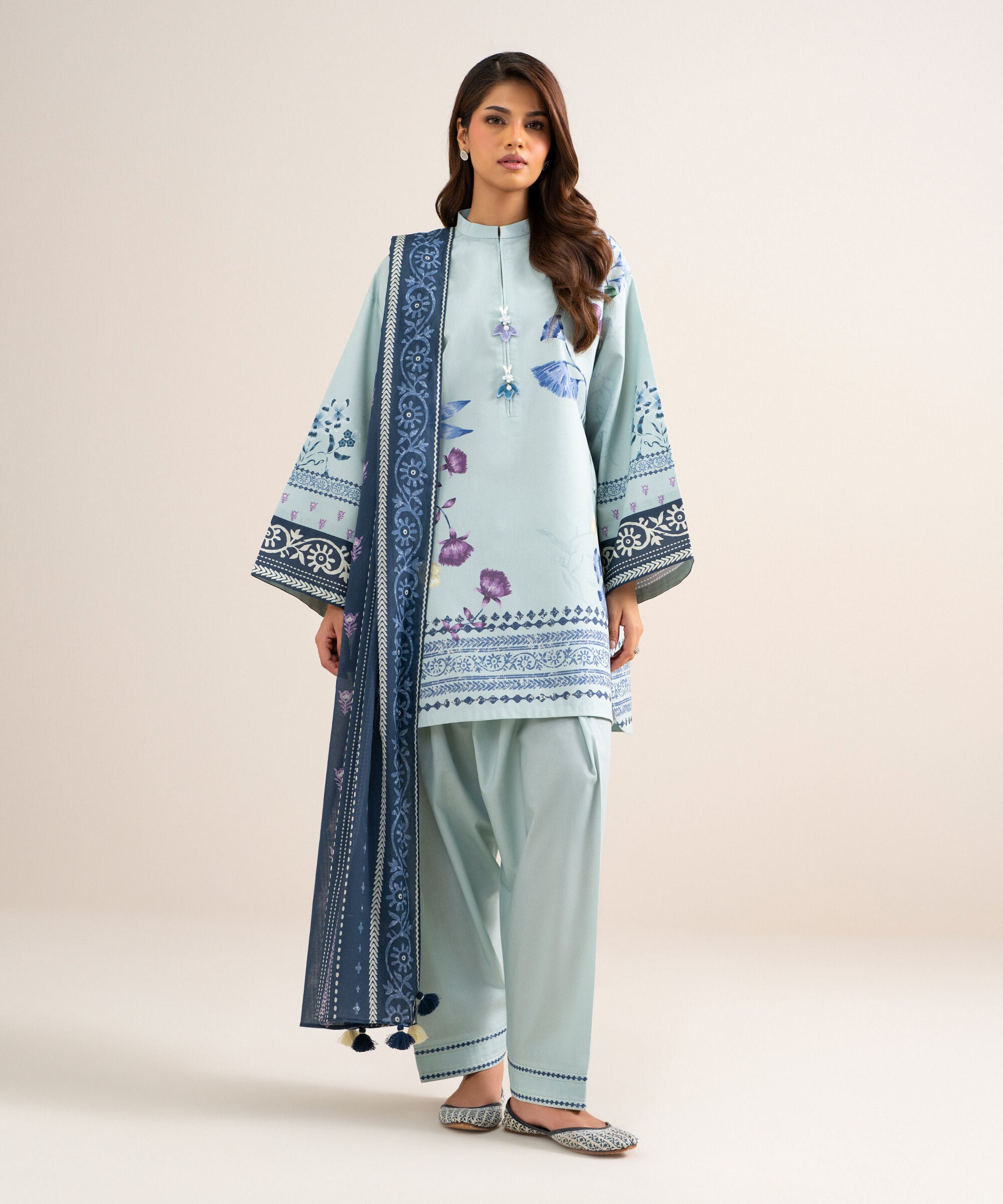 3 Piece - Printed Cotton Suit 3PDYS26V7113