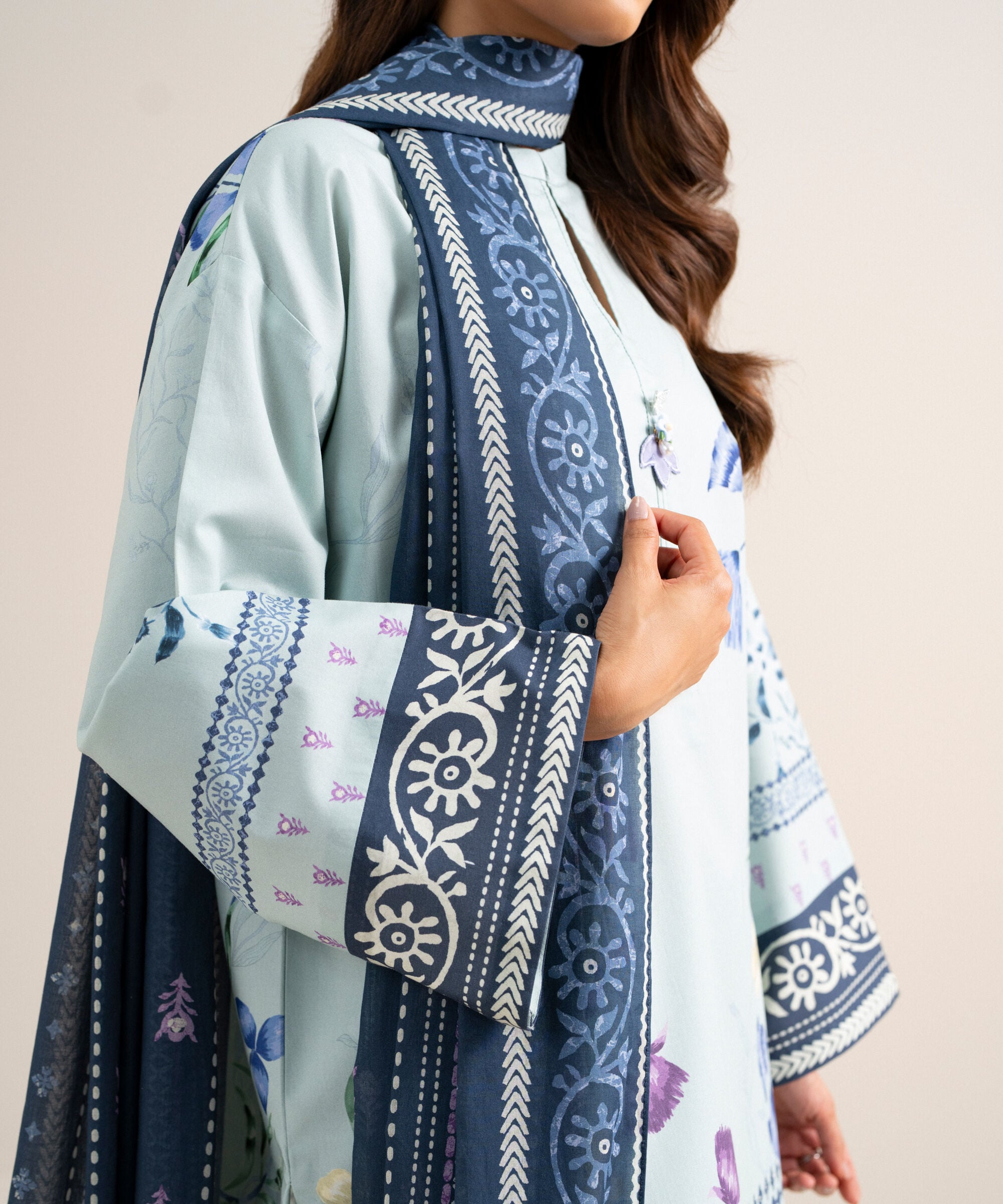3 Piece - Printed Cotton Suit 3PDYS26V7113