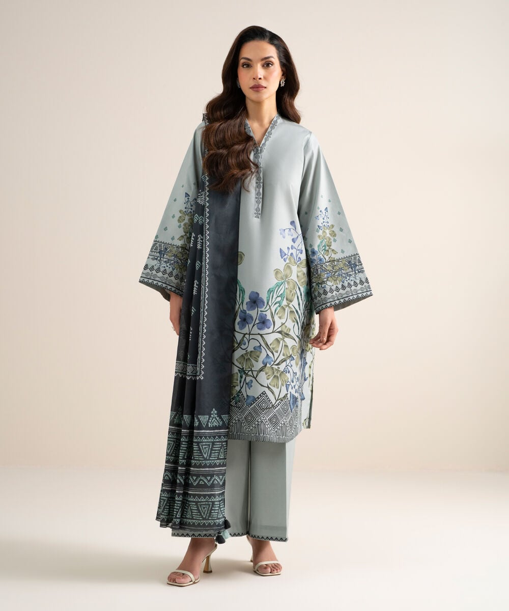 3 Piece - Printed Cotton Suit 3PDYS26V7114