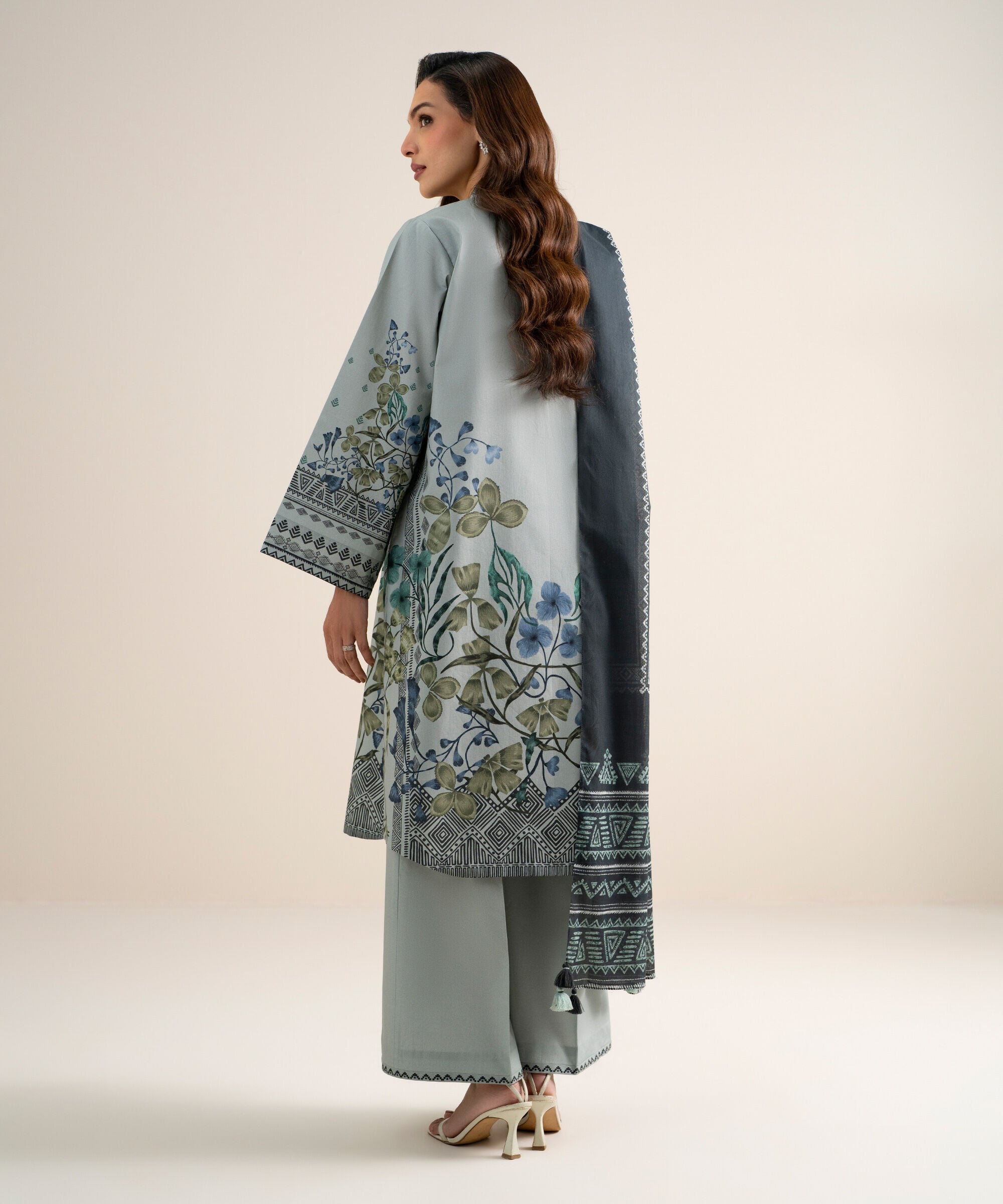 3 Piece - Printed Cotton Suit 3PDYS26V7114