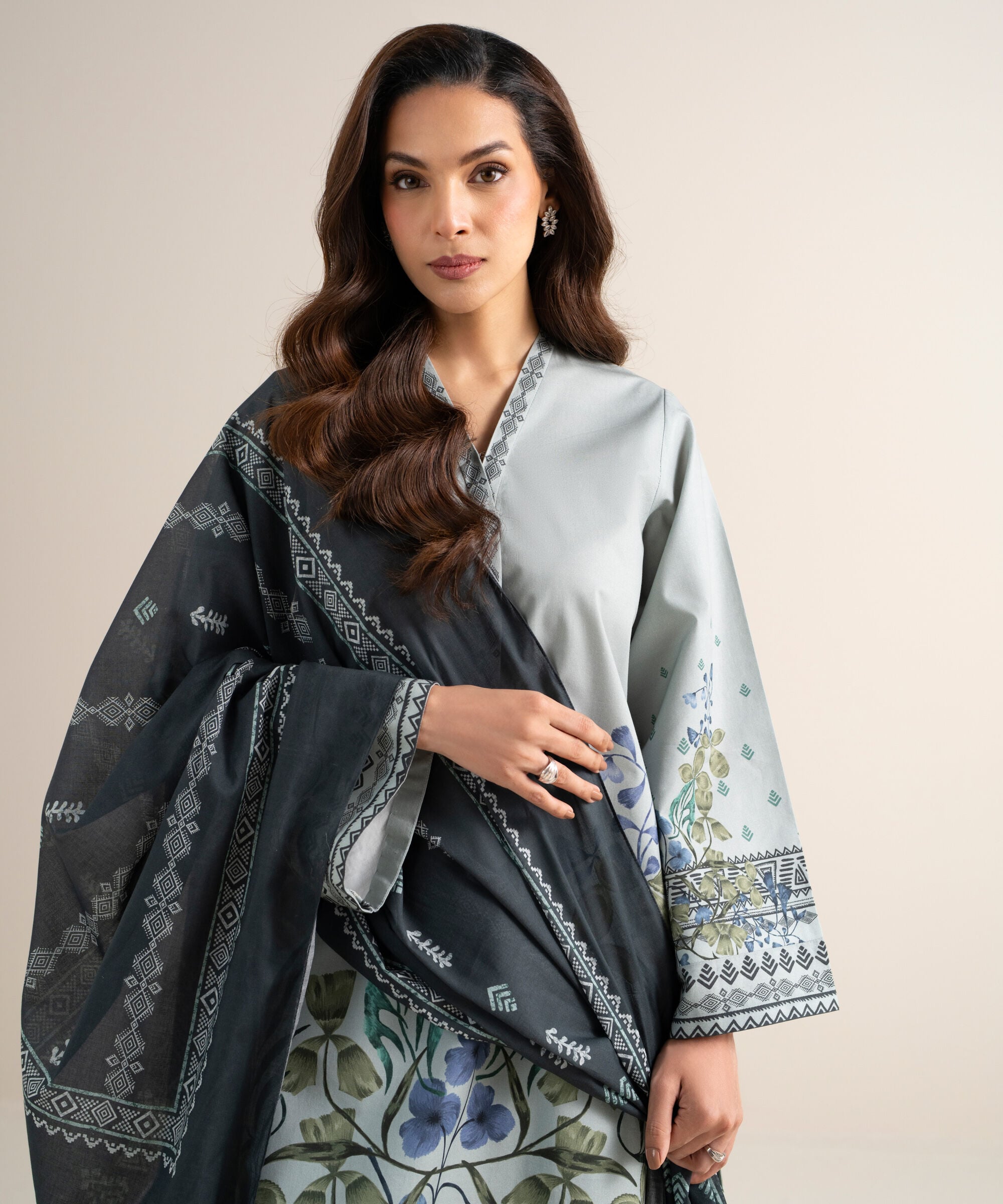 3 Piece - Printed Cotton Suit 3PDYS26V7114