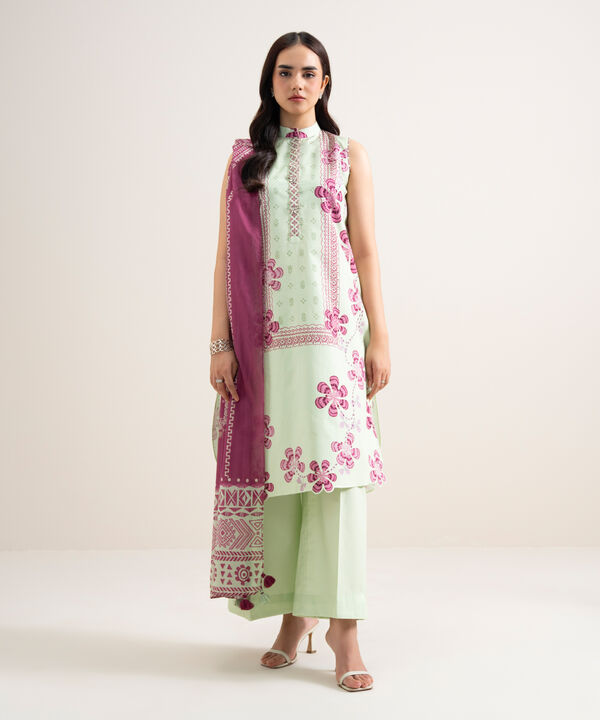 3 Piece - Printed Cotton Suit