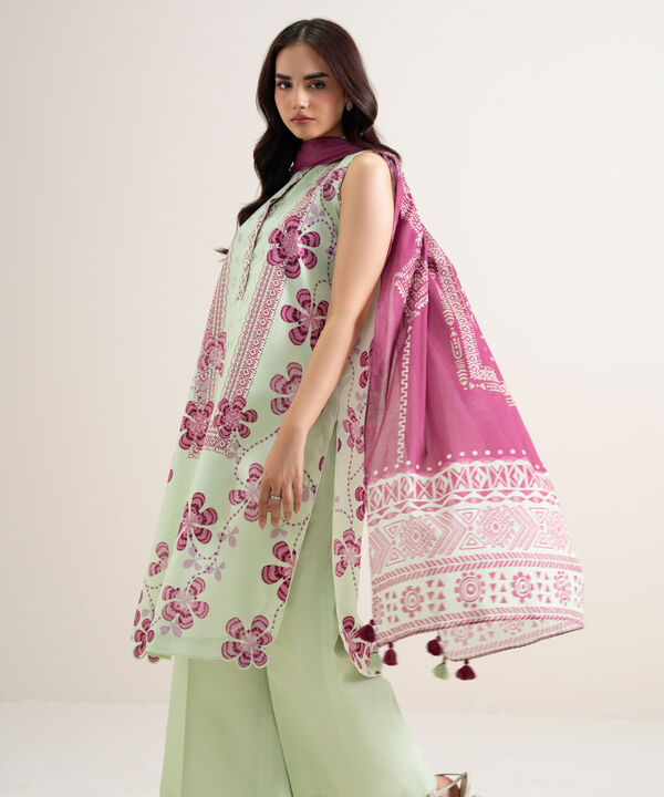 3 Piece - Printed Cotton Suit