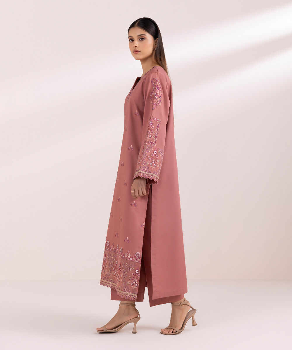 3 Piece - Embroidered Raw Silk Suit