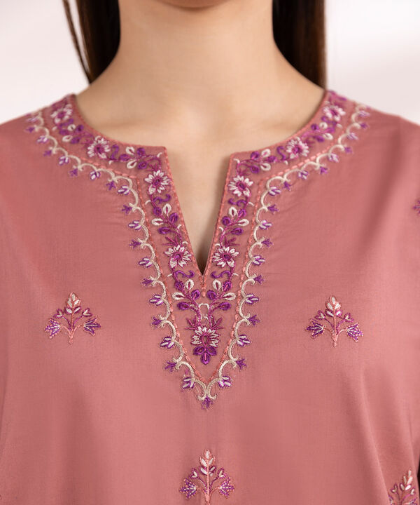3 Piece - Embroidered Raw Silk Suit