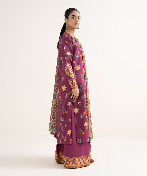 3 Piece - Embroidered Cotton Suit