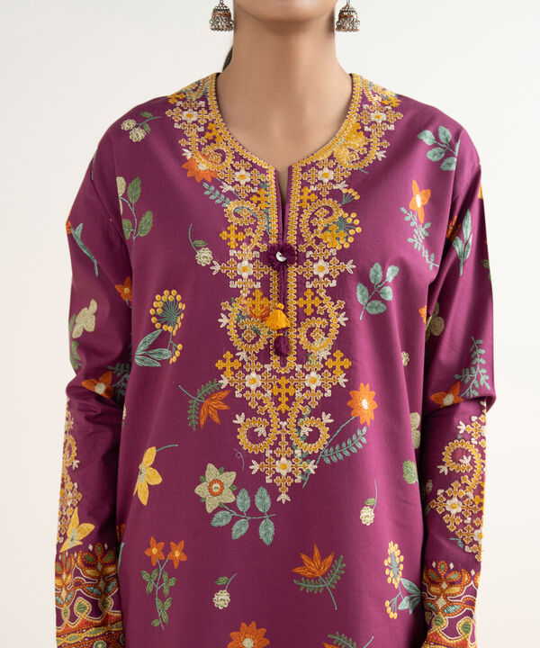 3 Piece - Embroidered Cotton Suit