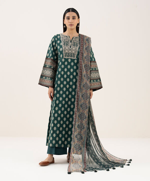 3 Piece - Embroidered Light Linen Suit