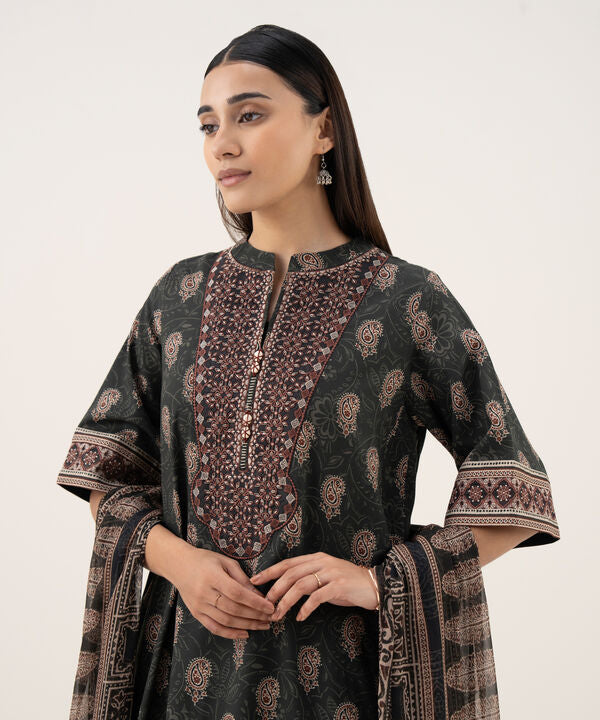 3 Piece - Embroidered Light Linen Suit