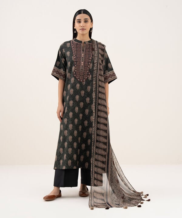 3 Piece - Embroidered Light Linen Suit