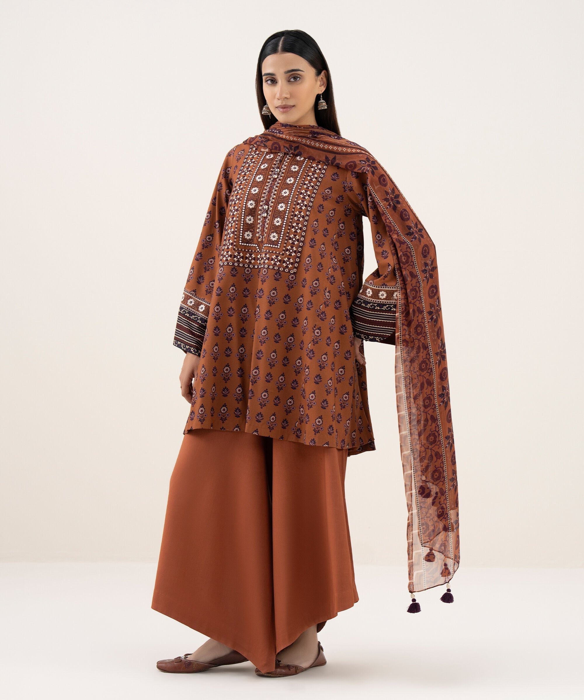 3 Piece - Embroidered Light Linen Suit