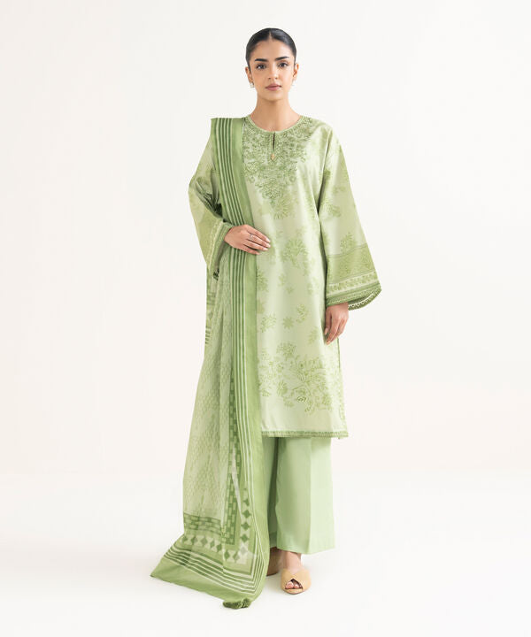 3 Piece - Embroidered Cotton Suit