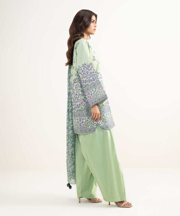 3 Piece - Printed Zari Lawn Suit