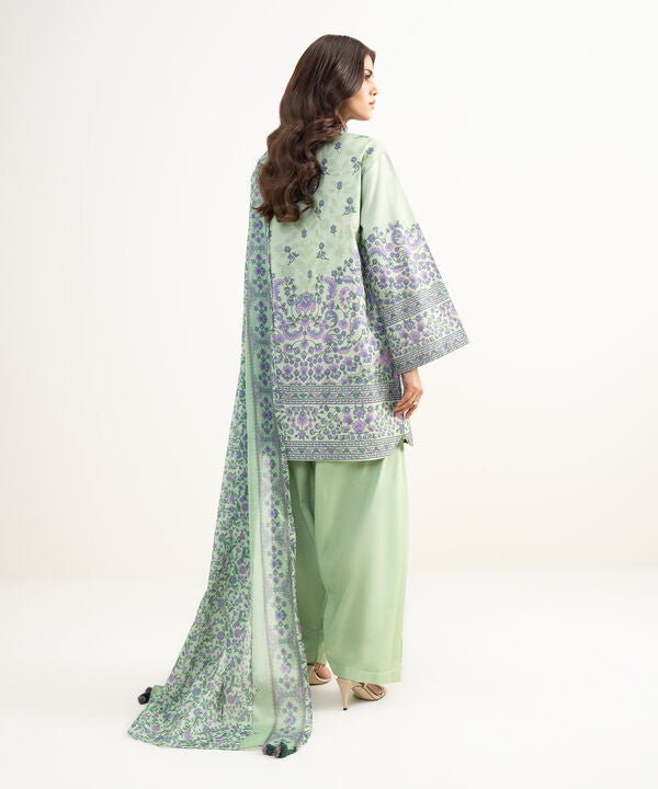 3 Piece - Printed Zari Lawn Suit