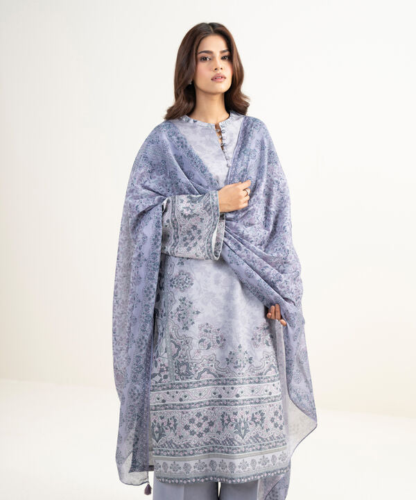 3 Piece - Printed Zari Lawn Suit