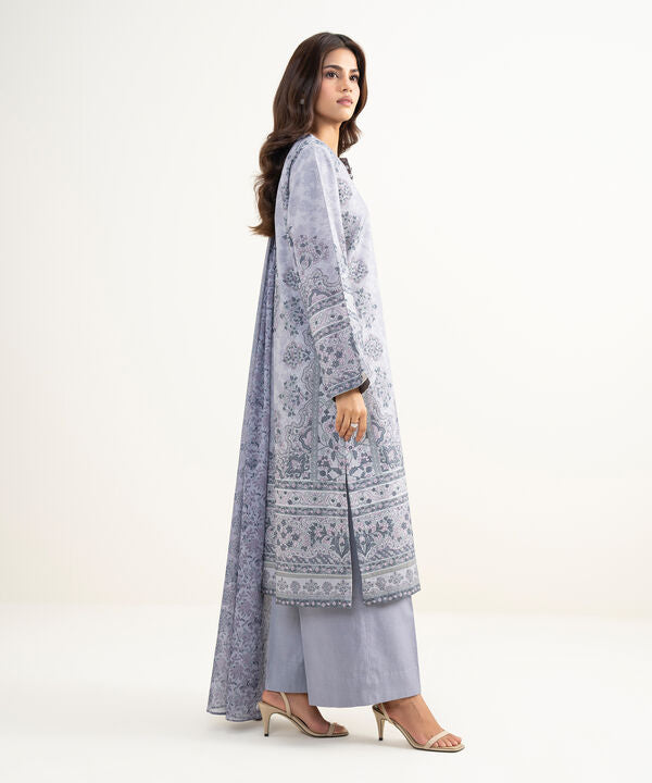 3 Piece - Printed Zari Lawn Suit