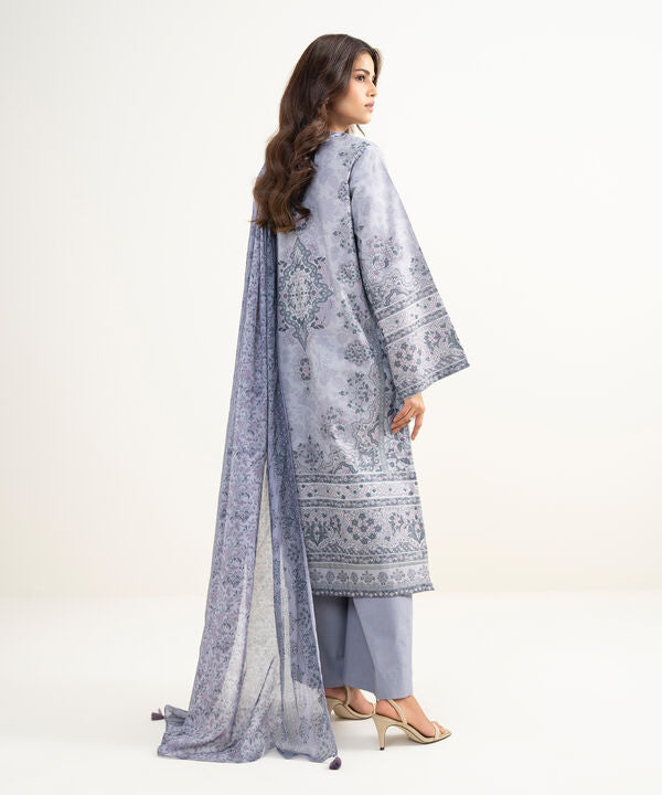 3 Piece - Printed Zari Lawn Suit