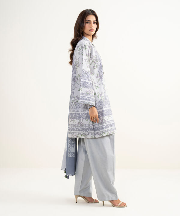3 Piece - Printed Zari Lawn Suit