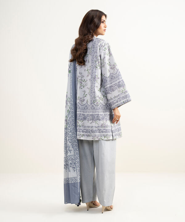 3 Piece - Printed Zari Lawn Suit