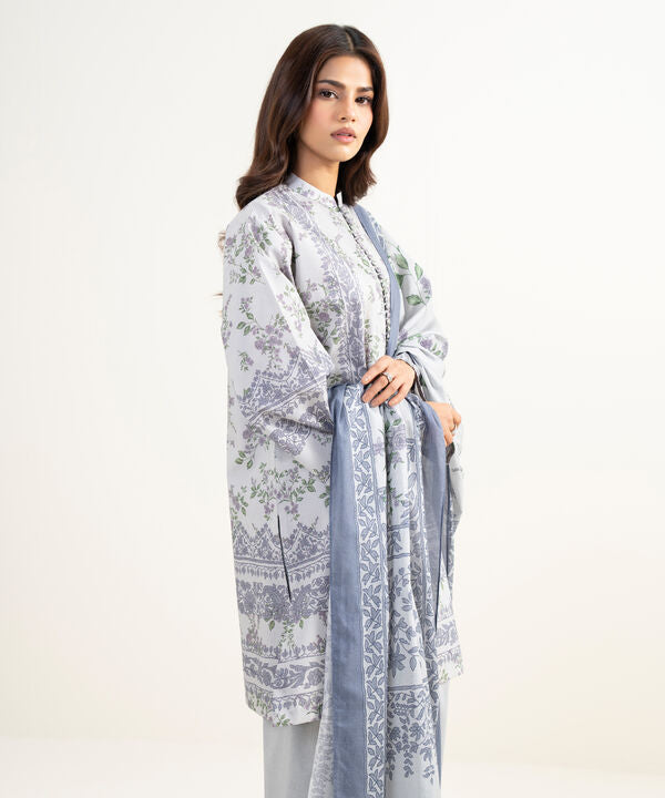 3 Piece - Printed Zari Lawn Suit