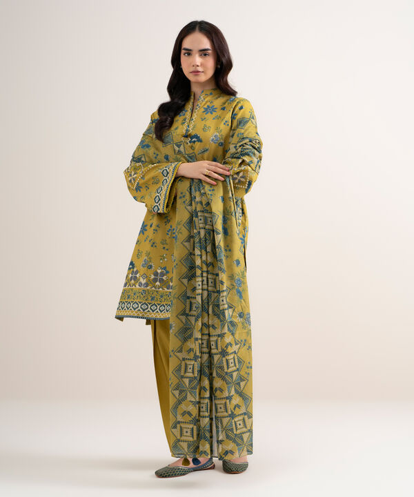 3 Piece - Embroidered Cotton Suit