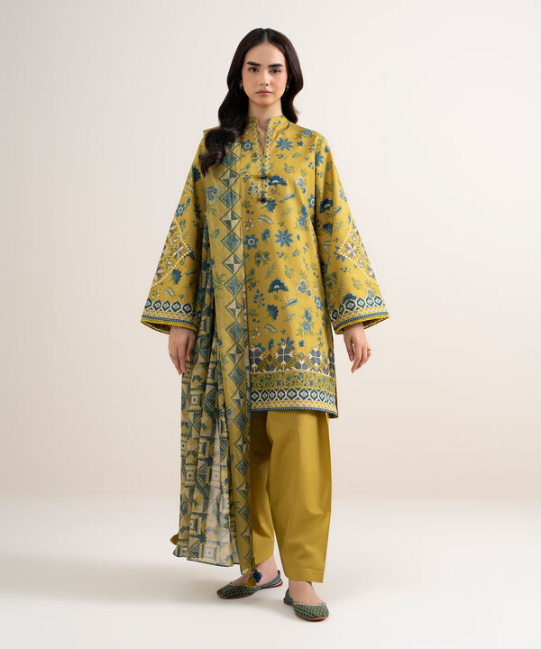 3 Piece - Embroidered Cotton Suit