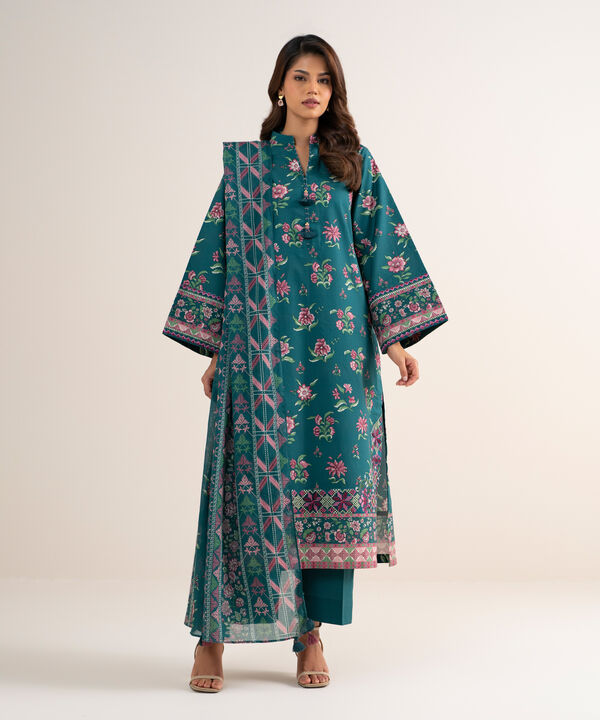 3 Piece - Embroidered Cotton Suit
