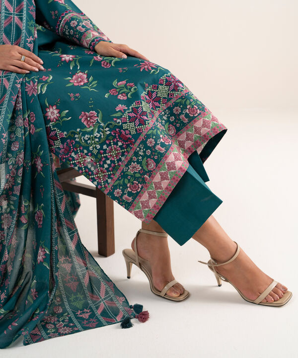 3 Piece - Embroidered Cotton Suit