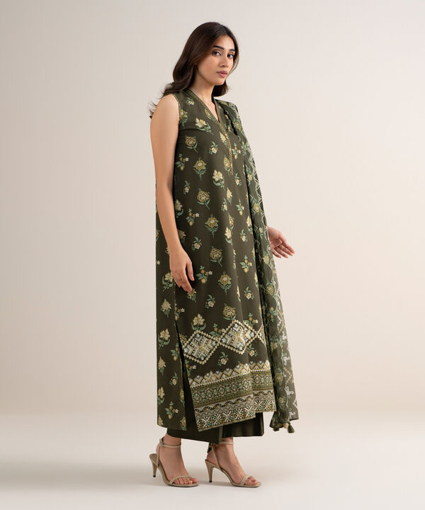 3 Piece - Embroidered Cotton Suit
