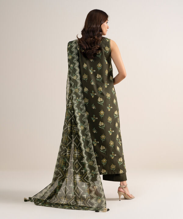 3 Piece - Embroidered Cotton Suit