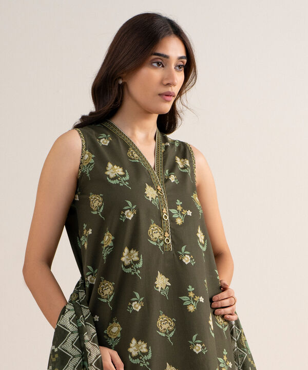 3 Piece - Embroidered Cotton Suit