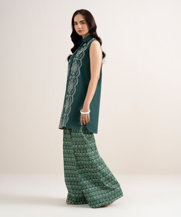 2 Piece - Embroidered Cotton Suit