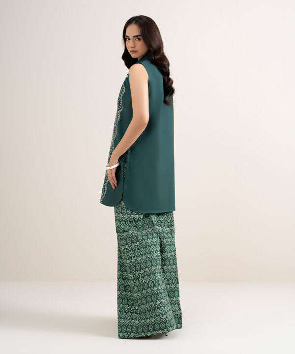 2 Piece - Embroidered Cotton Suit