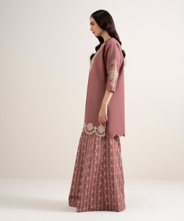 2 Piece - Embroidered Cotton Suit