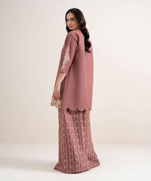 2 Piece - Embroidered Cotton Suit