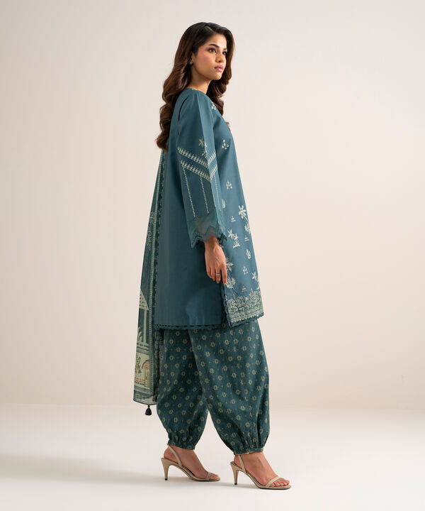 3 Piece - Embroidered Cotton Suit