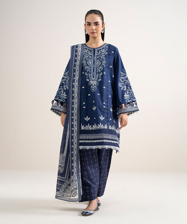 3 Piece - Embroidered Cotton Suit